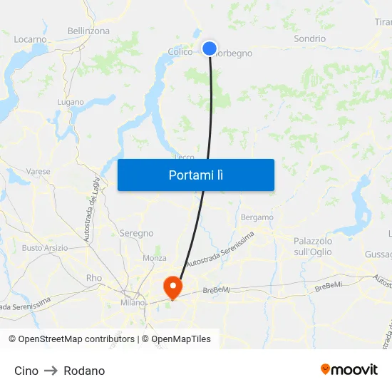 Cino to Rodano map