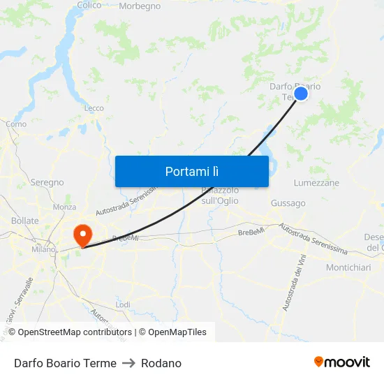 Darfo Boario Terme to Rodano map