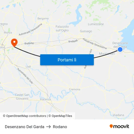 Desenzano Del Garda to Rodano map