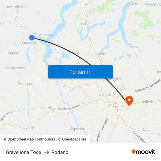 Gravellona Toce to Rodano map