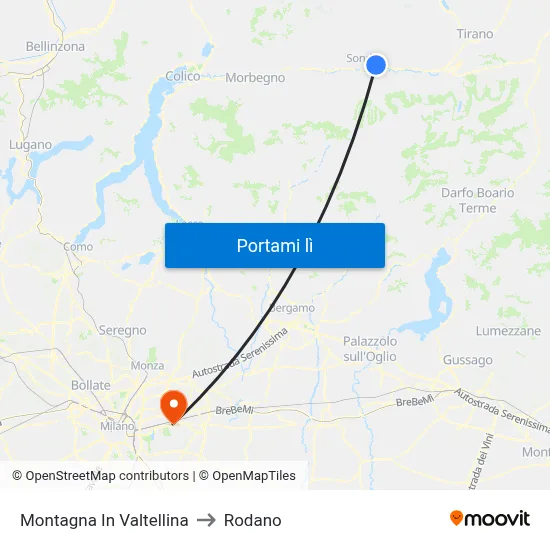 Montagna In Valtellina to Rodano map