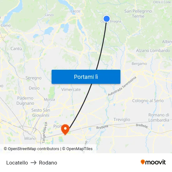 Locatello to Rodano map