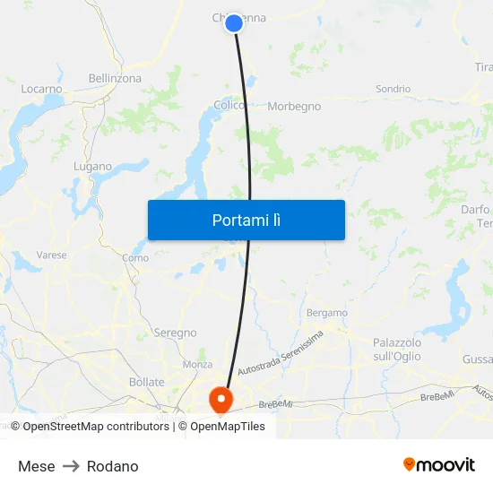 Mese to Rodano map
