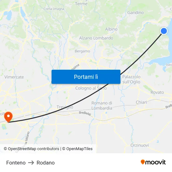 Fonteno to Rodano map