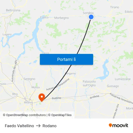 Faedo Valtellino to Rodano map