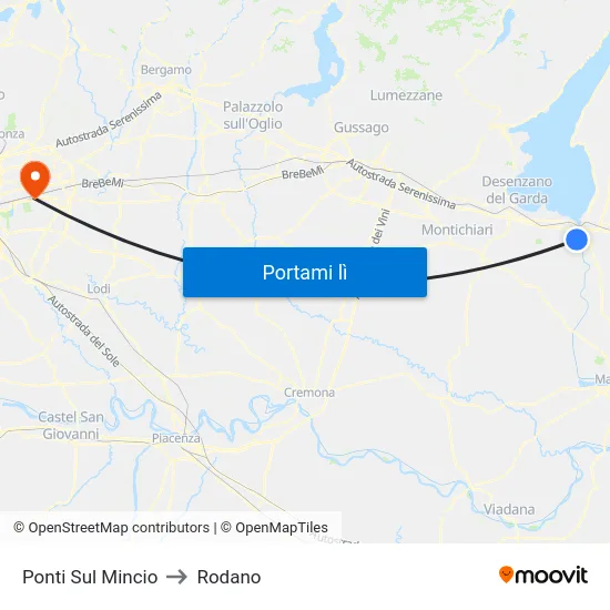 Ponti Sul Mincio to Rodano map