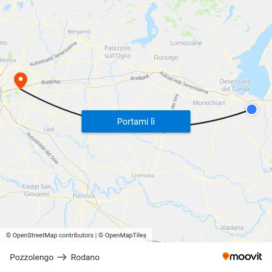Pozzolengo to Rodano map