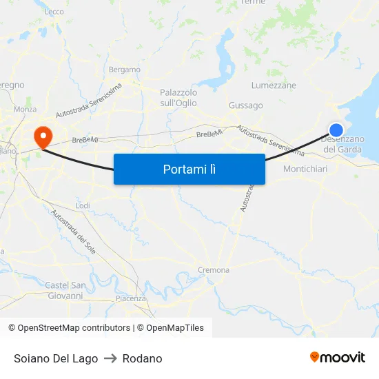 Soiano Del Lago to Rodano map