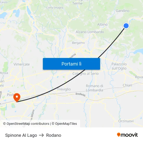 Spinone Al Lago to Rodano map