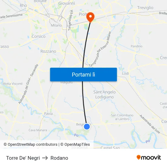 Torre De' Negri to Rodano map