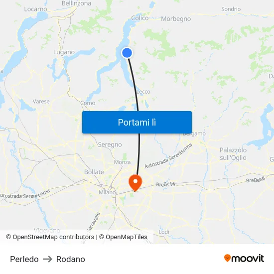 Perledo to Rodano map