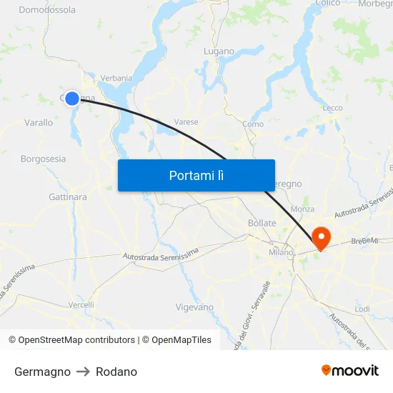 Germagno to Rodano map