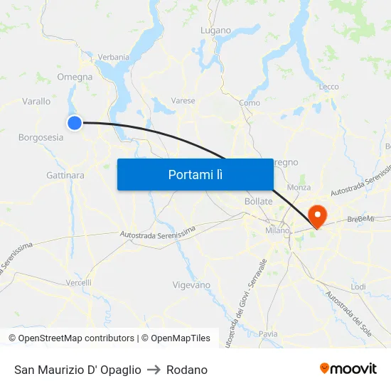 San Maurizio D' Opaglio to Rodano map