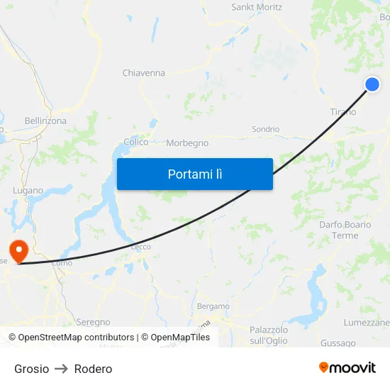 Grosio to Rodero map