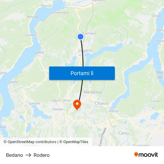 Bedano to Rodero map