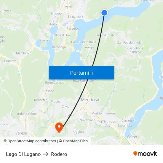 Lago Di Lugano to Rodero map
