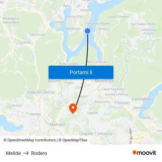 Melide to Rodero map