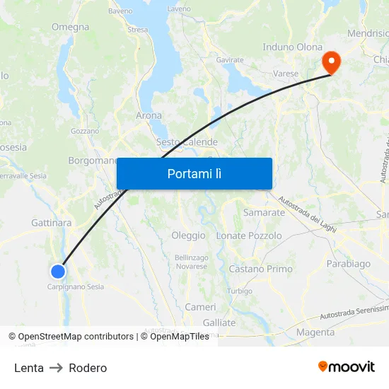 Lenta to Rodero map