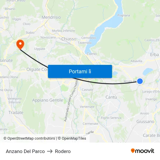 Anzano Del Parco to Rodero map