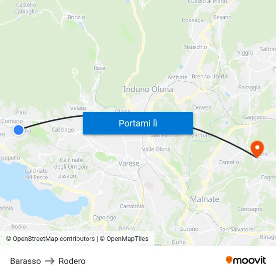 Barasso to Rodero map