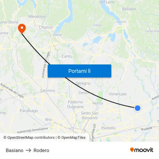Basiano to Rodero map