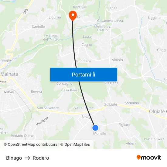 Binago to Rodero map