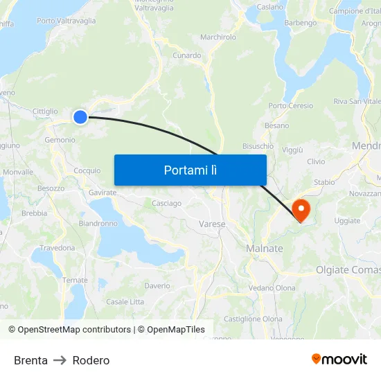 Brenta to Rodero map