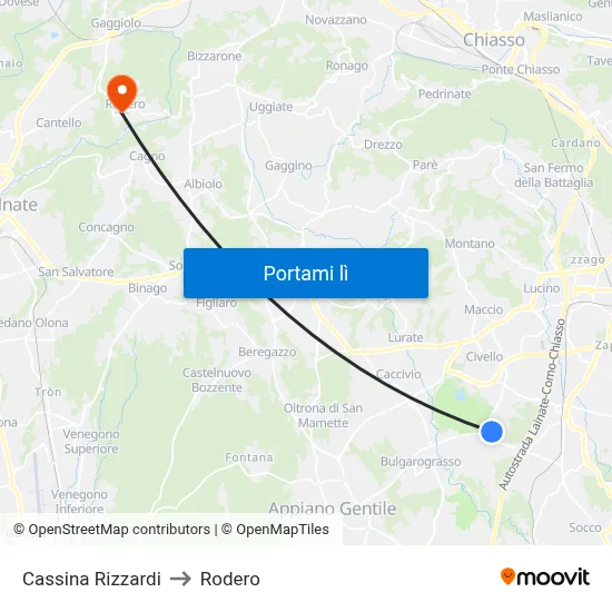 Cassina Rizzardi to Rodero map