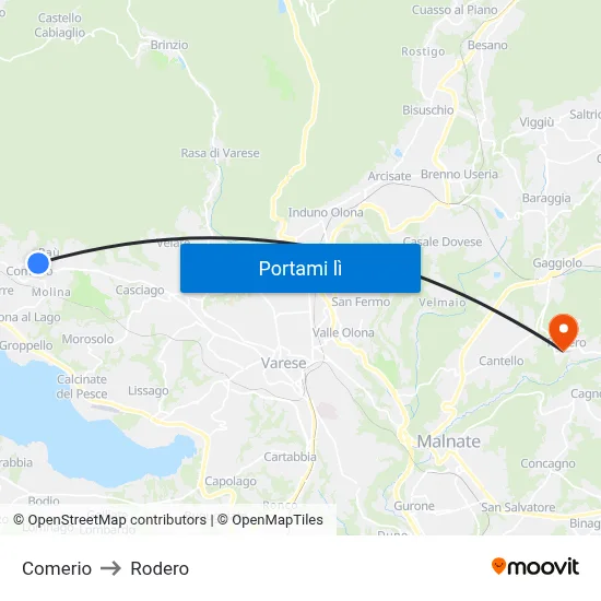 Comerio to Rodero map