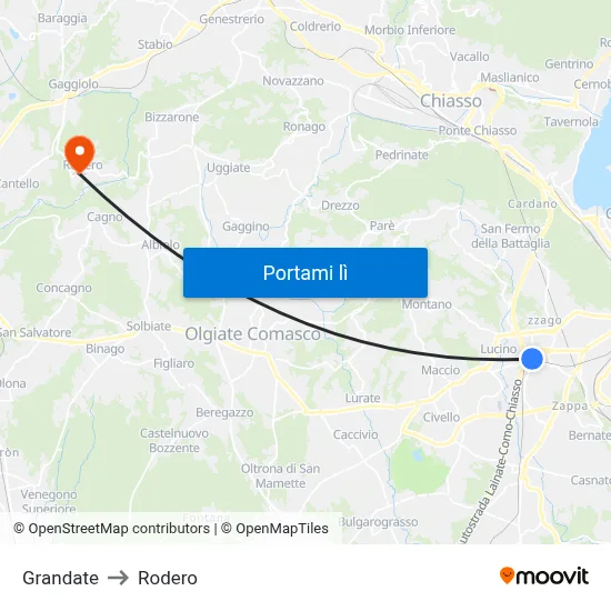 Grandate to Rodero map