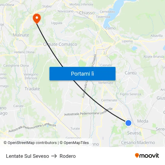 Lentate Sul Seveso to Rodero map