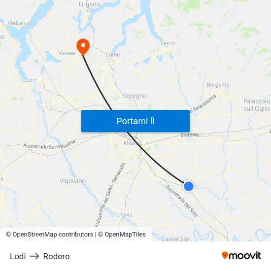 Lodi to Rodero map