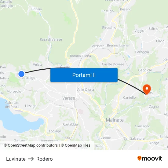Luvinate to Rodero map