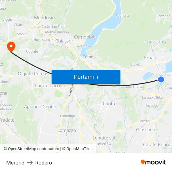 Merone to Rodero map