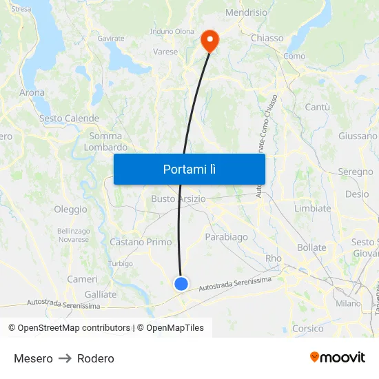 Mesero to Rodero map