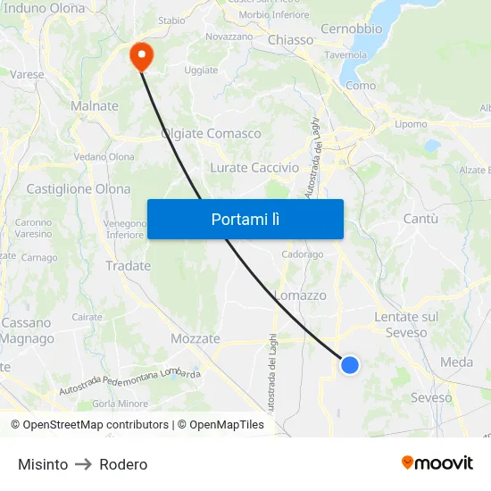 Misinto to Rodero map