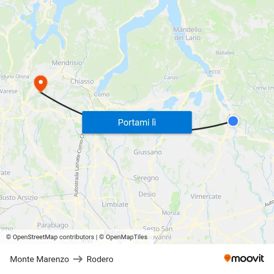 Monte Marenzo to Rodero map