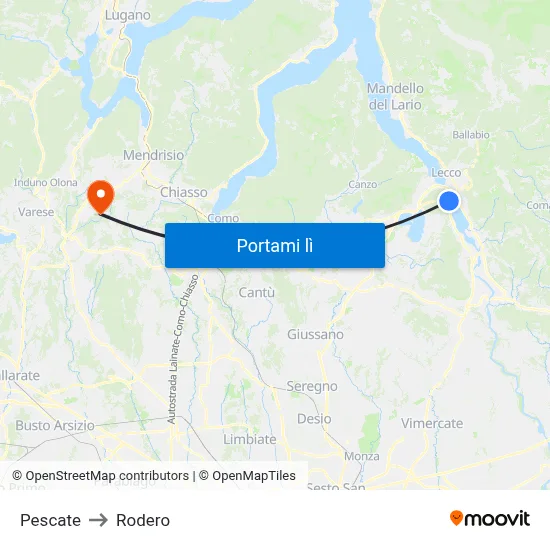 Pescate to Rodero map
