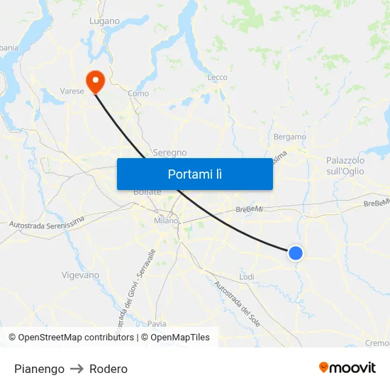 Pianengo to Rodero map