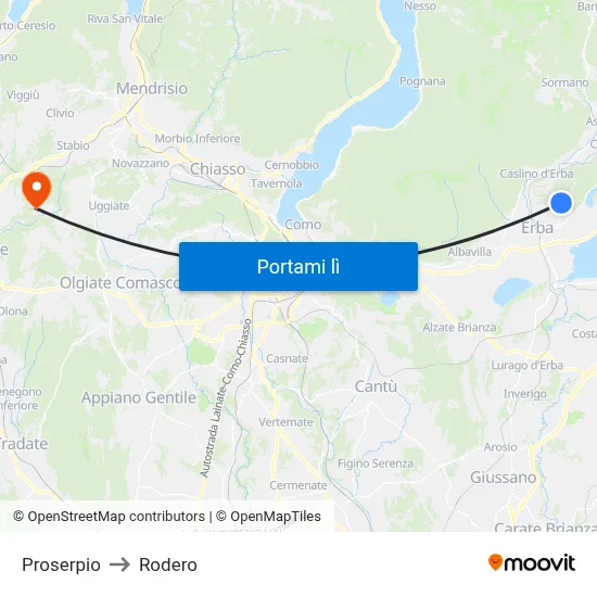 Proserpio to Rodero map