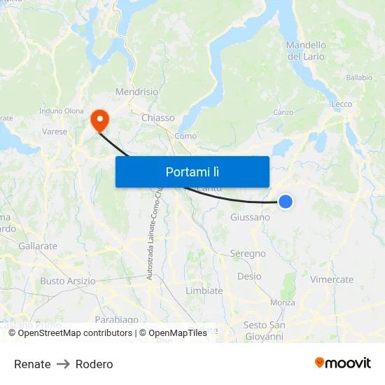 Renate to Rodero map