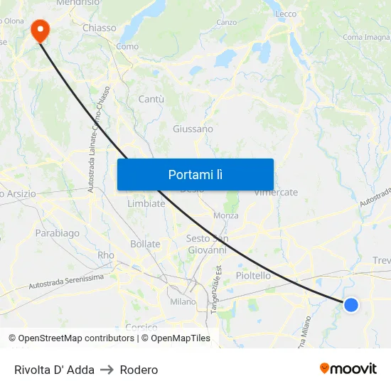 Rivolta D' Adda to Rodero map