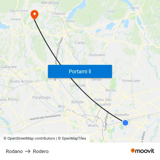 Rodano to Rodero map