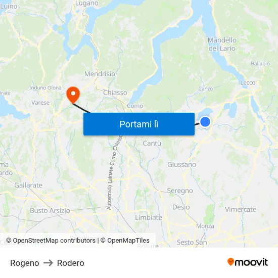 Rogeno to Rodero map