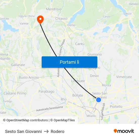 Sesto San Giovanni to Rodero map