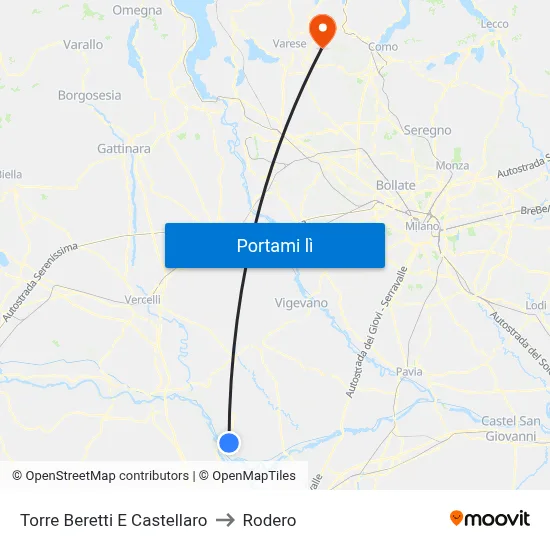 Torre Beretti E Castellaro to Rodero map