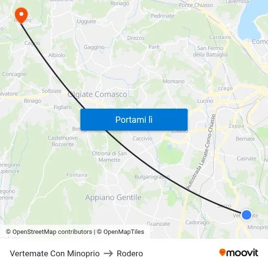 Vertemate Con Minoprio to Rodero map