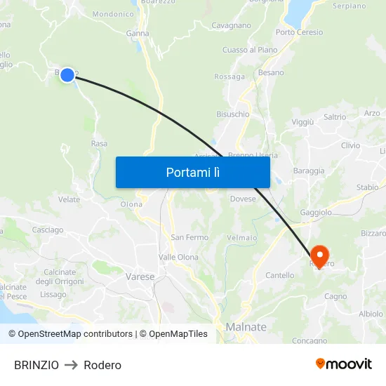 BRINZIO to Rodero map