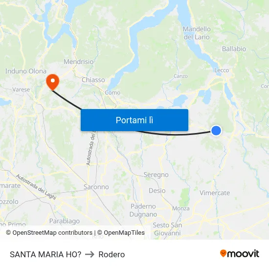 SANTA MARIA HO? to Rodero map
