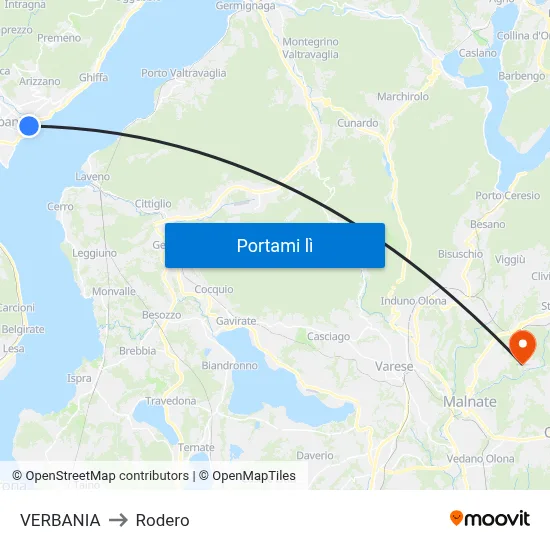 VERBANIA to Rodero map